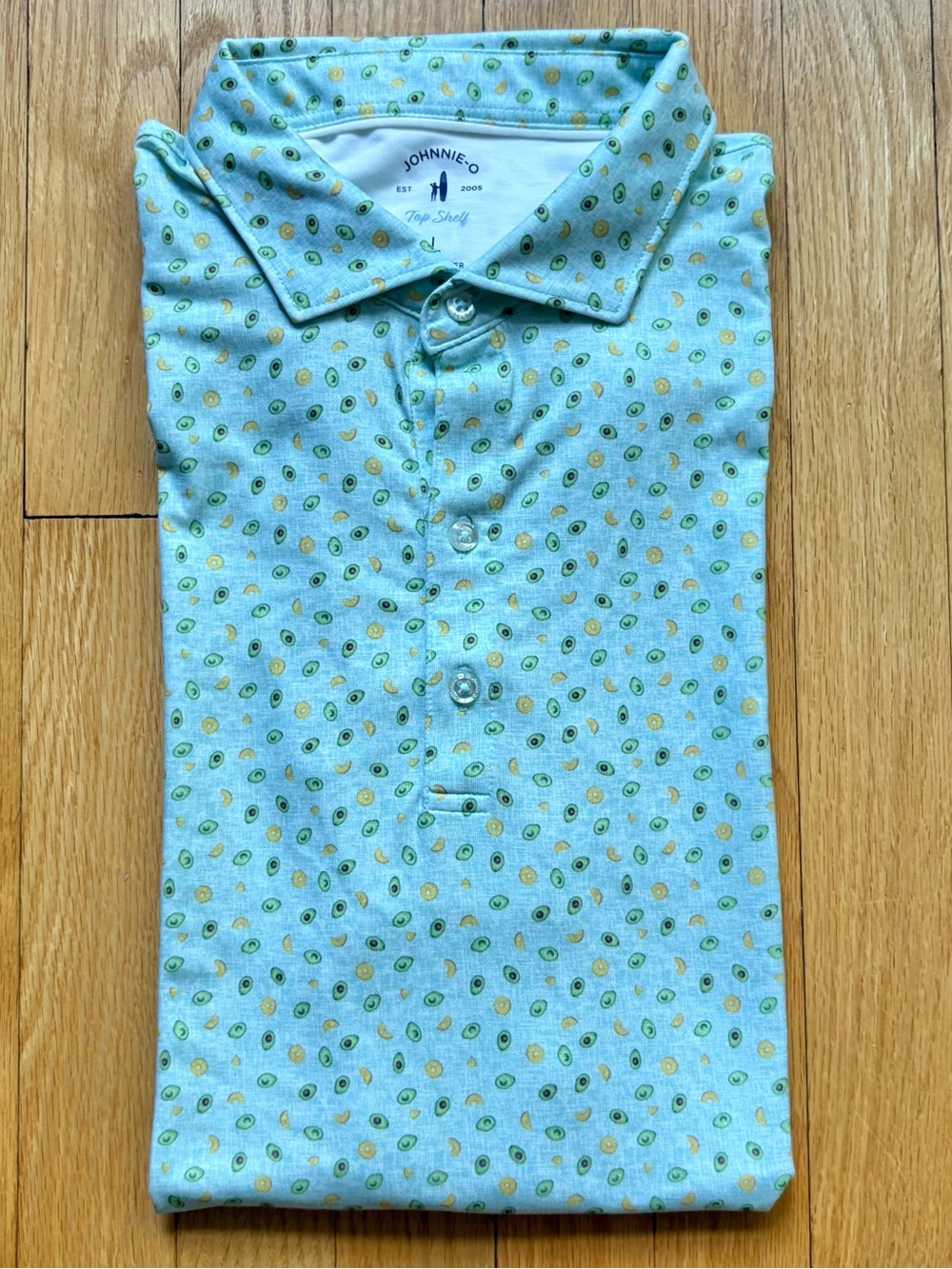 Johnnie-O Men’s Short Sleeve Top Shelf Polo Large Green Avocado Pattern